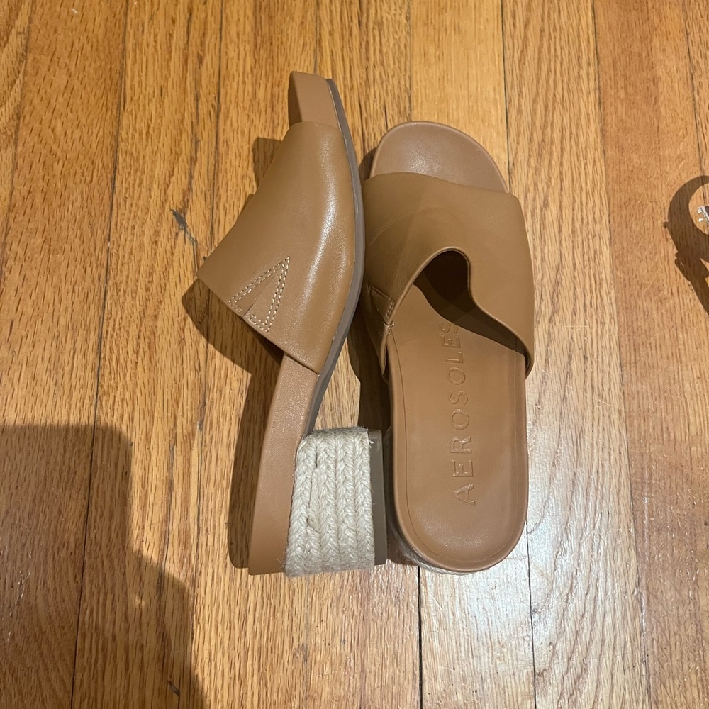 AEROSOLES Tan Espadrille Slide Sandals